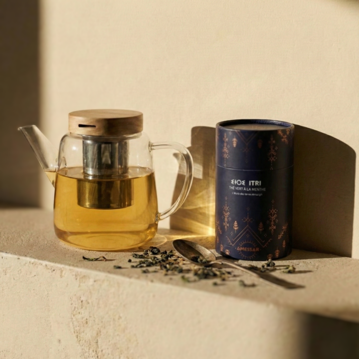 1L borosilicate glass teapot with wooden lid