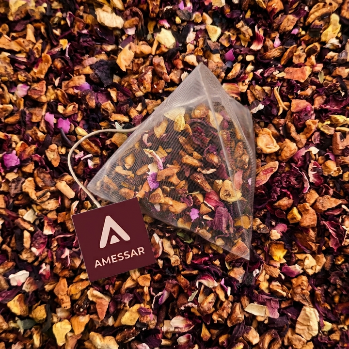 ⴰⵙⵉⴼ ASSIF - Infusion à l'hibiscus, grenade, pomme, rose de damas et pétales de coquelicot (15 sachets individuels)