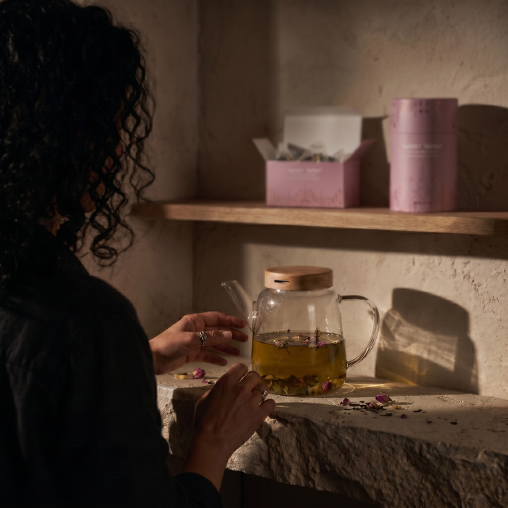 Théière en verre borosilicate et couvercle en bois 1L